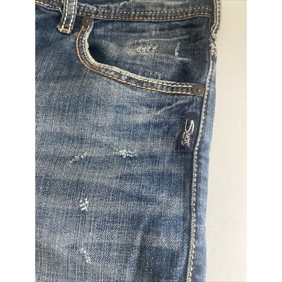 Silver Gordie 34x26 Men Relaxed Straight Denim Jeans Hemmed - Picture 8 of 10